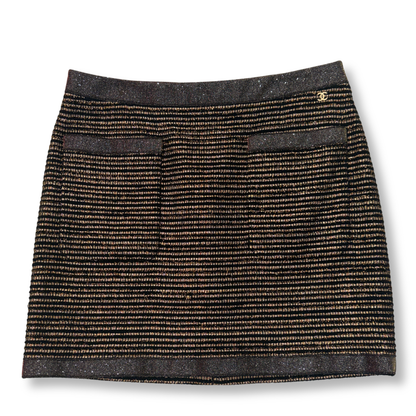CHANEL TWEED BLACK MIDI SKIRT