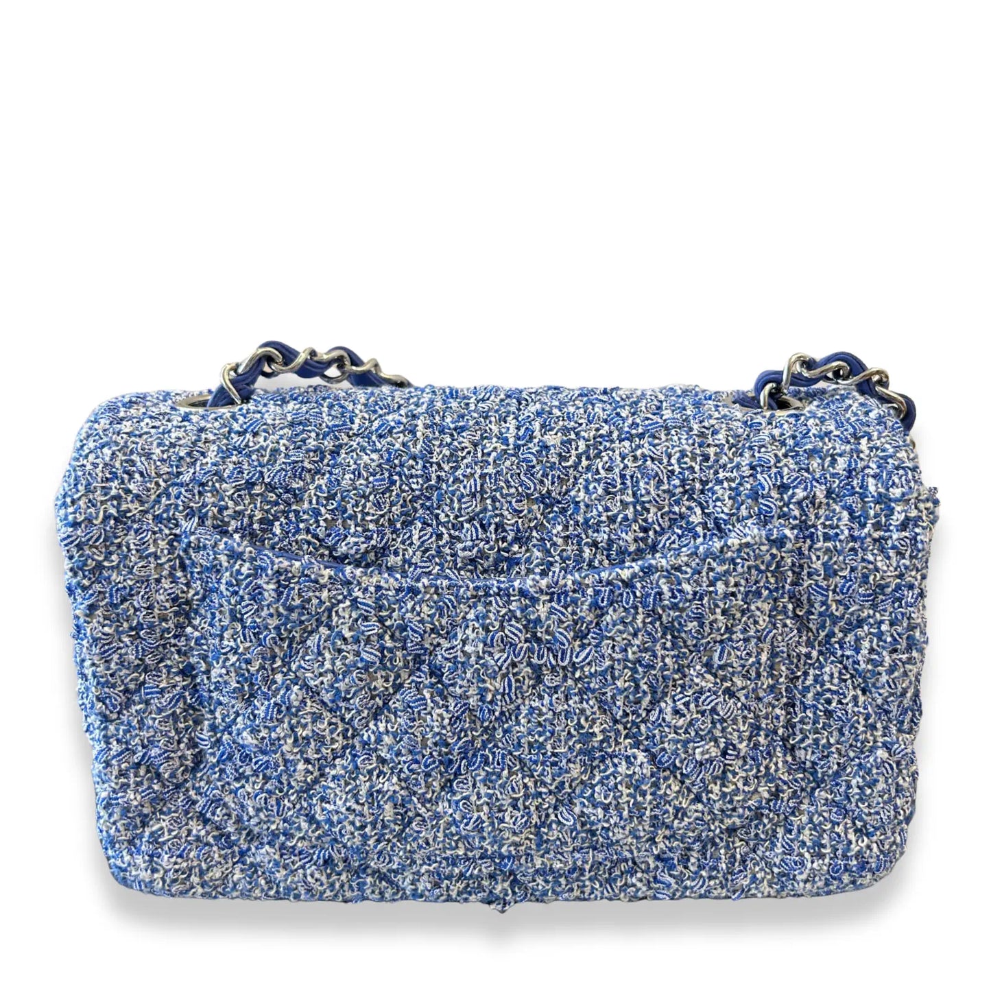 CHANEL BLUE TWEED SMALL CLASSIC FLAP BAG