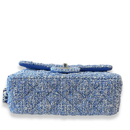 CHANEL BLUE TWEED SMALL CLASSIC FLAP BAG