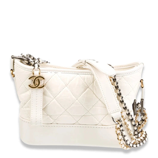 CHANEL WHITE SMALL GABRIELLE HOBO BAG