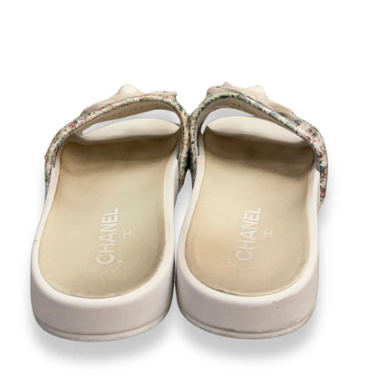 CHANEL WHITE TWEED SANDALS