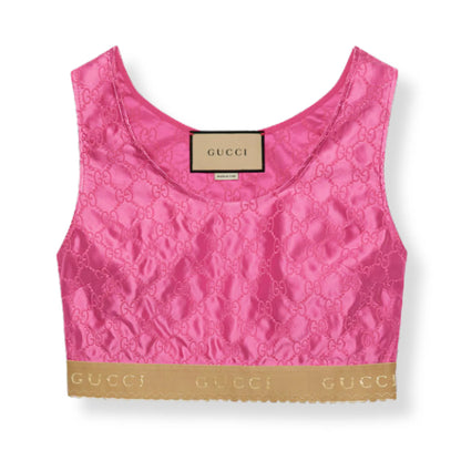 TOP DE SEDA CON BORDADO GG DE GUCCI