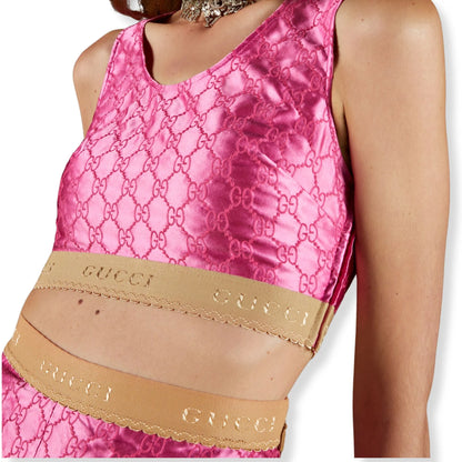 TOP DE SEDA CON BORDADO GG DE GUCCI