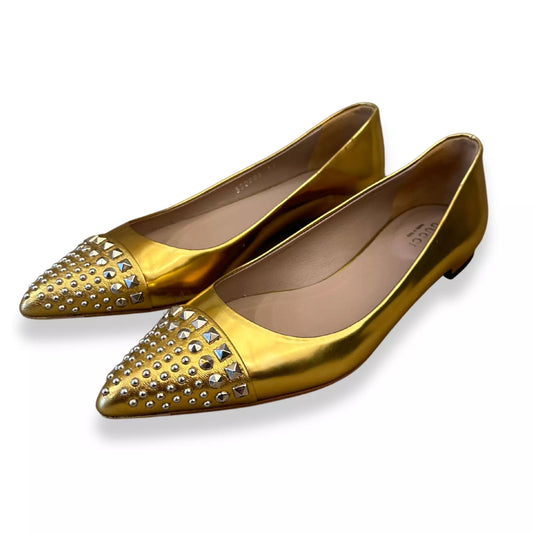 GUCCI GOLD LEATHER BALLET FLATS