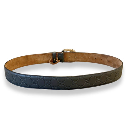 GUCCI GREY GG LEATHER BELT