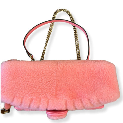 GUCCI SHEARLING METALASSÉ MARMONT PINK BAG