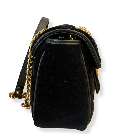 GUCCI VELVET METALASSÉ STUDS SMALL TORCHON GG MARMONT