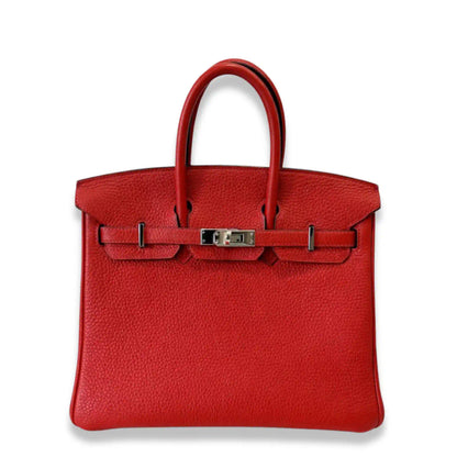 HERMÈS BIRKIN 25 GERANIUM TOGO LEATHER BAG