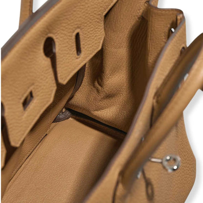 HERMÈS BIRKIN 25 BISCUIT TOGO LEATHER BAG