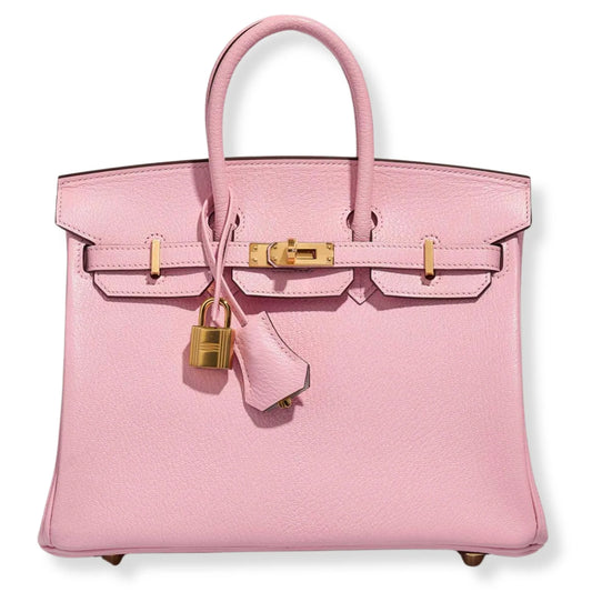 HERMÈS BIRKIN 25 ROSE SAKURA CHEVRE LEATHER BAG