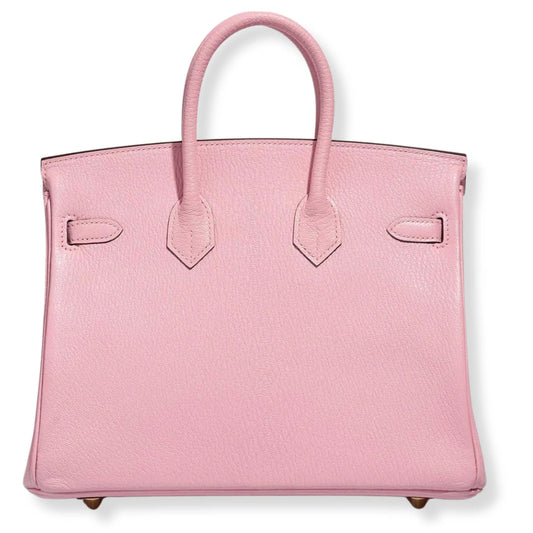 HERMÈS BIRKIN 25 ROSE SAKURA CHEVRE LEATHER BAG