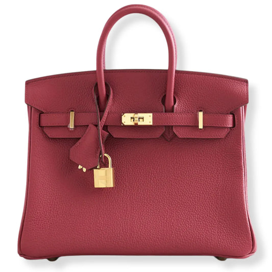 HERMÈS BIRKIN 25 RUBIS TOGO LEATHER BAG