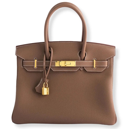 HERMÈS BIRKIN 30 ETOUPE TOGO LEATHER BAG