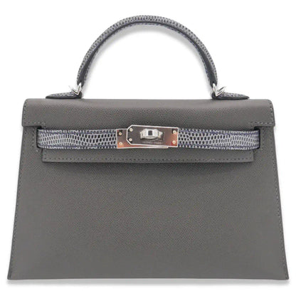 HERMÈS MINI KELLY GRAPHITE MADAME LEATHER BAG