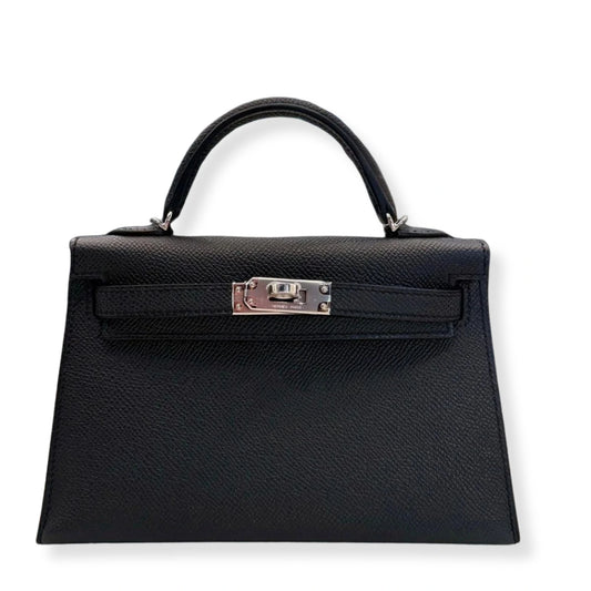 HERMÈS MINI KELLY BLACK EPSOM LEATHER BAG