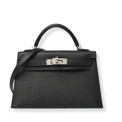 HERMÈS MINI KELLY BLACK EPSOM LEATHER BAG
