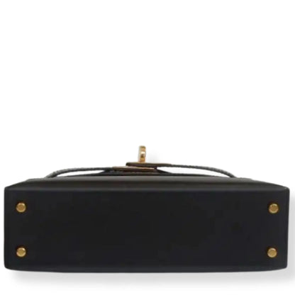 HERMÈS MINI KELLY TOUCH BLACK EPSOM & CROC LEATHER BAG