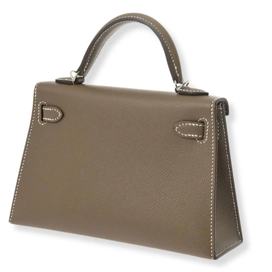 HERMÈS MINI KELLY ETOUPE EPSOM LEATHER BAG