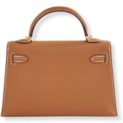 BOLSO HERMÈS MINI KELLY DE PIEL EPSOM DORADA