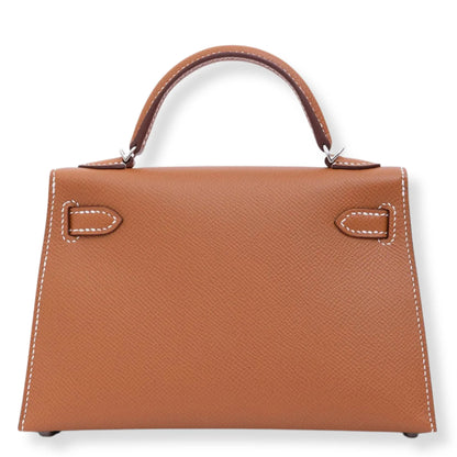 HERMÈS MINI KELLY GOLD EPSOM LEATHER BAG