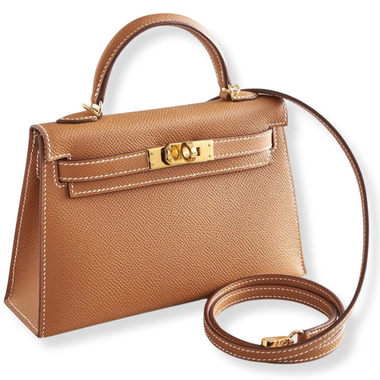 HERMÈS MINI KELLY GOLD EPSOM LEATHER BAG