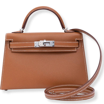 HERMÈS MINI KELLY GOLD EPSOM LEATHER BAG