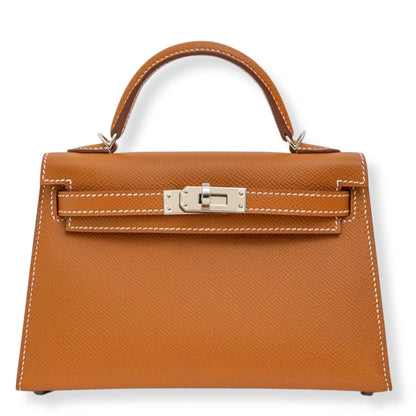 HERMÈS MINI KELLY GOLD EPSOM LEATHER BAG
