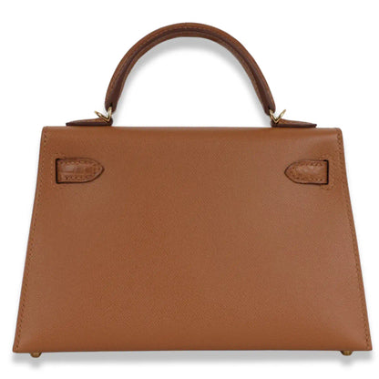 HERMÈS MINI KELLY GOLD ALLIGATOR LEATHER BAG