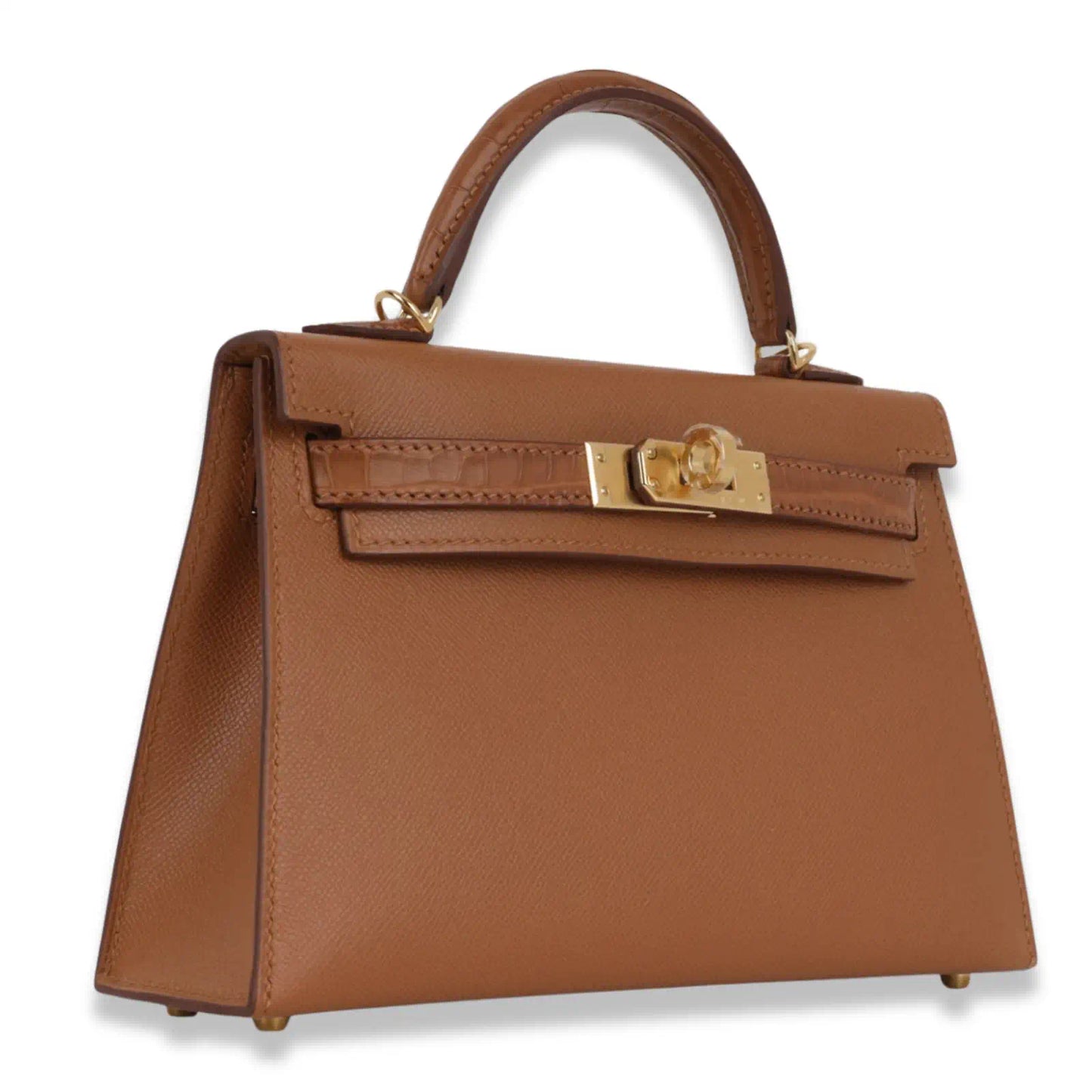 HERMÈS MINI KELLY GOLD ALLIGATOR LEATHER BAG