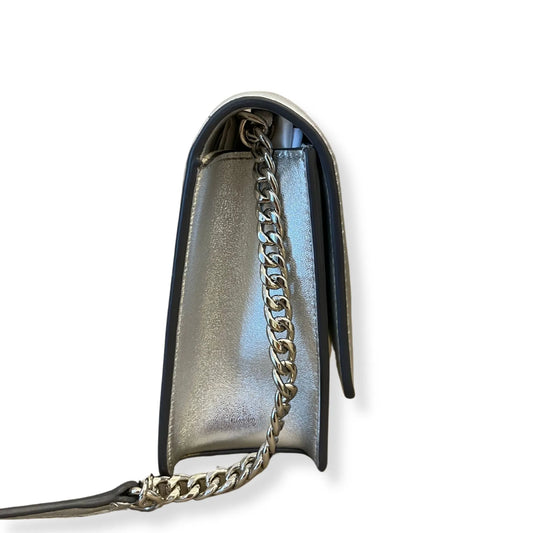 JIMMY CHOO KALINA SILVER CROSS BODY BAG