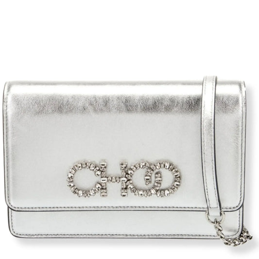 JIMMY CHOO KALINA SILVER CROSS BODY BAG