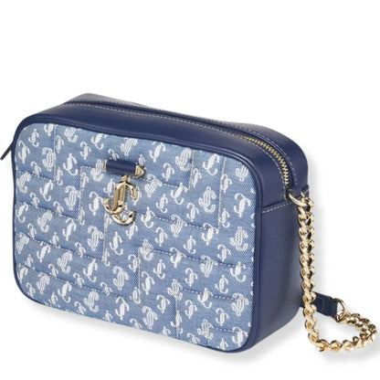 JIMMY CHOO VARENNE BLUE DENIM CAMERA BAG