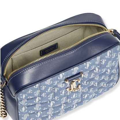 JIMMY CHOO VARENNE BLUE DENIM CAMERA BAG