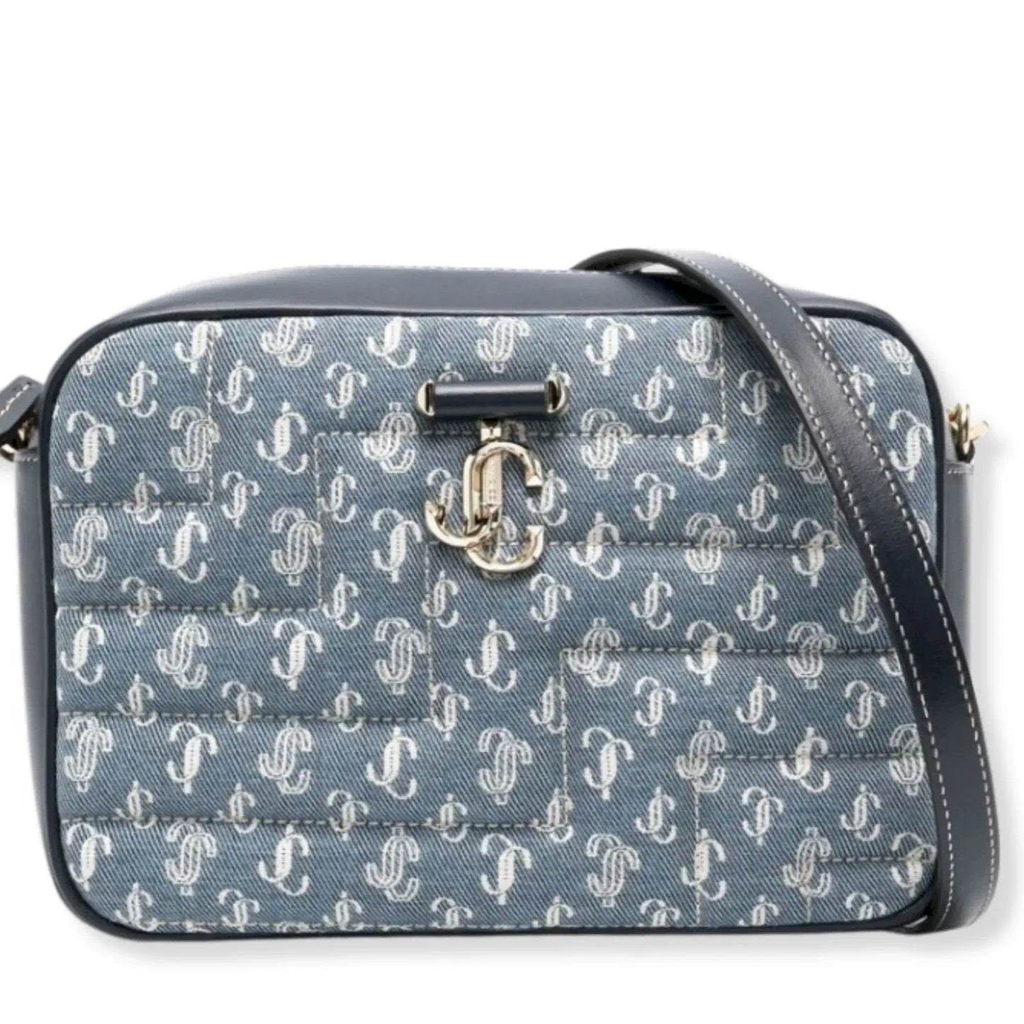 JIMMY CHOO VARENNE BLUE DENIM CAMERA BAG