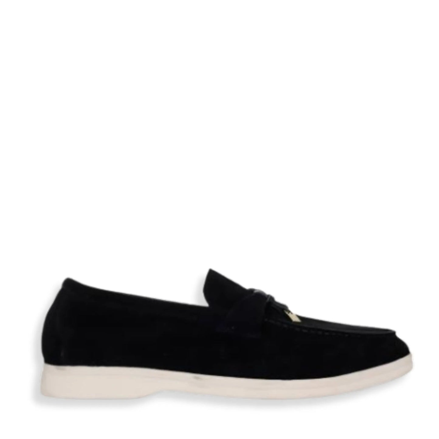 MOCASINES NEGROS CON ENCANTOS DE VERANO DE LORO PIANA