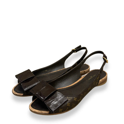 LOUIS VUITTON MONOGRAM BOW SLINGBACK WEDGES