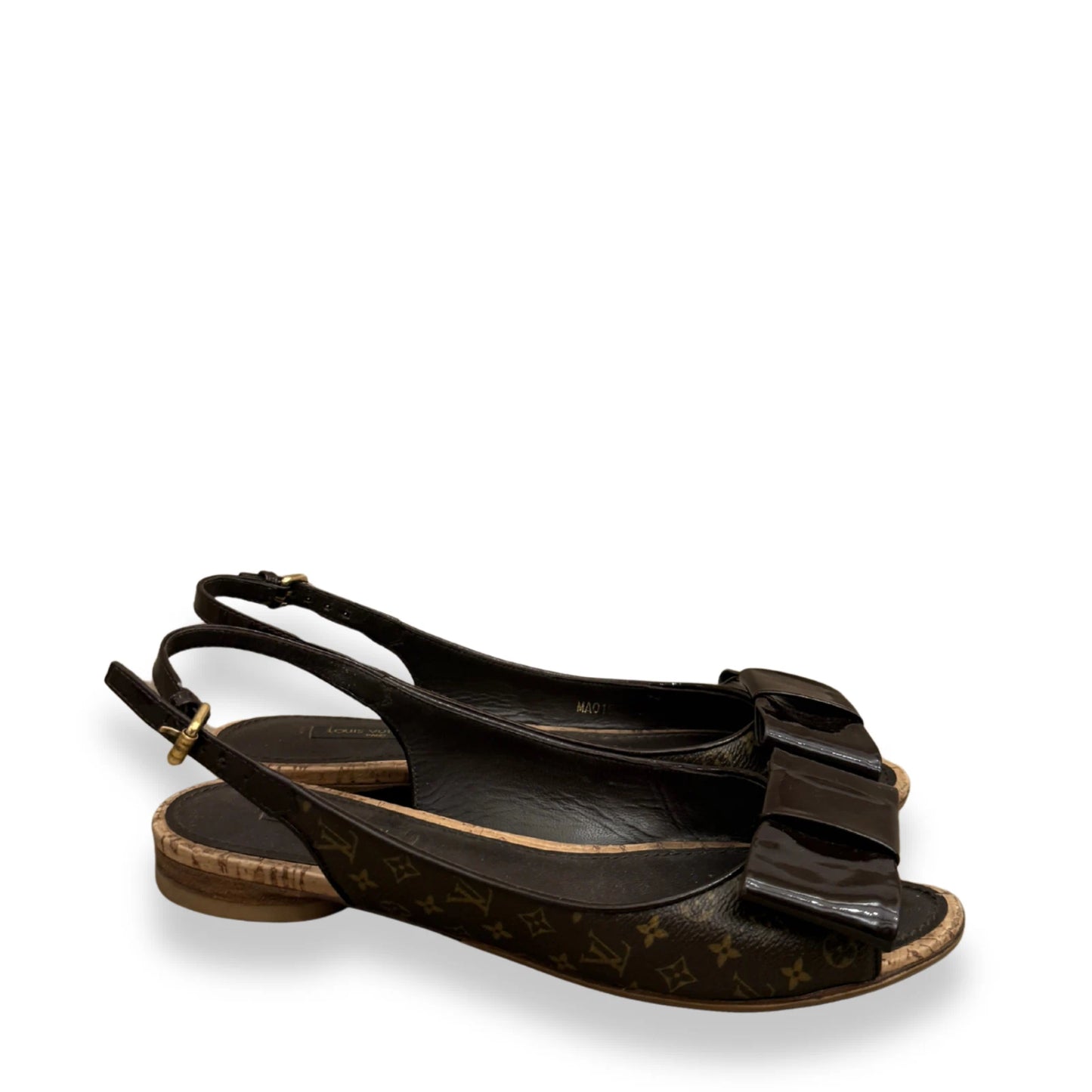 LOUIS VUITTON MONOGRAM BOW SLINGBACK WEDGES