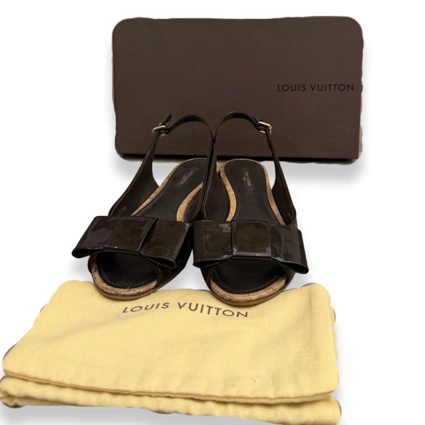 LOUIS VUITTON MONOGRAM BOW SLINGBACK WEDGES