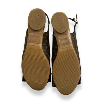 LOUIS VUITTON MONOGRAM BOW SLINGBACK WEDGES