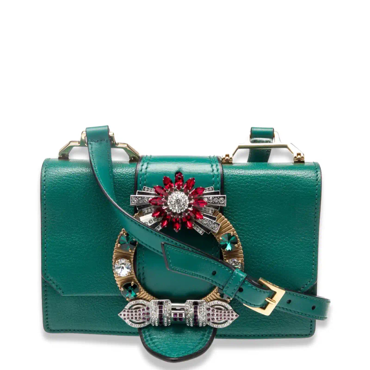 MIU MIU GREEN LADY JEWELL BAG