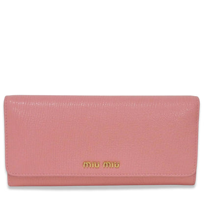 MIU MIU PINK LOGO FLAP WALLET