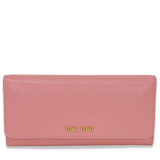 MIU MIU PINK LOGO FLAP WALLET
