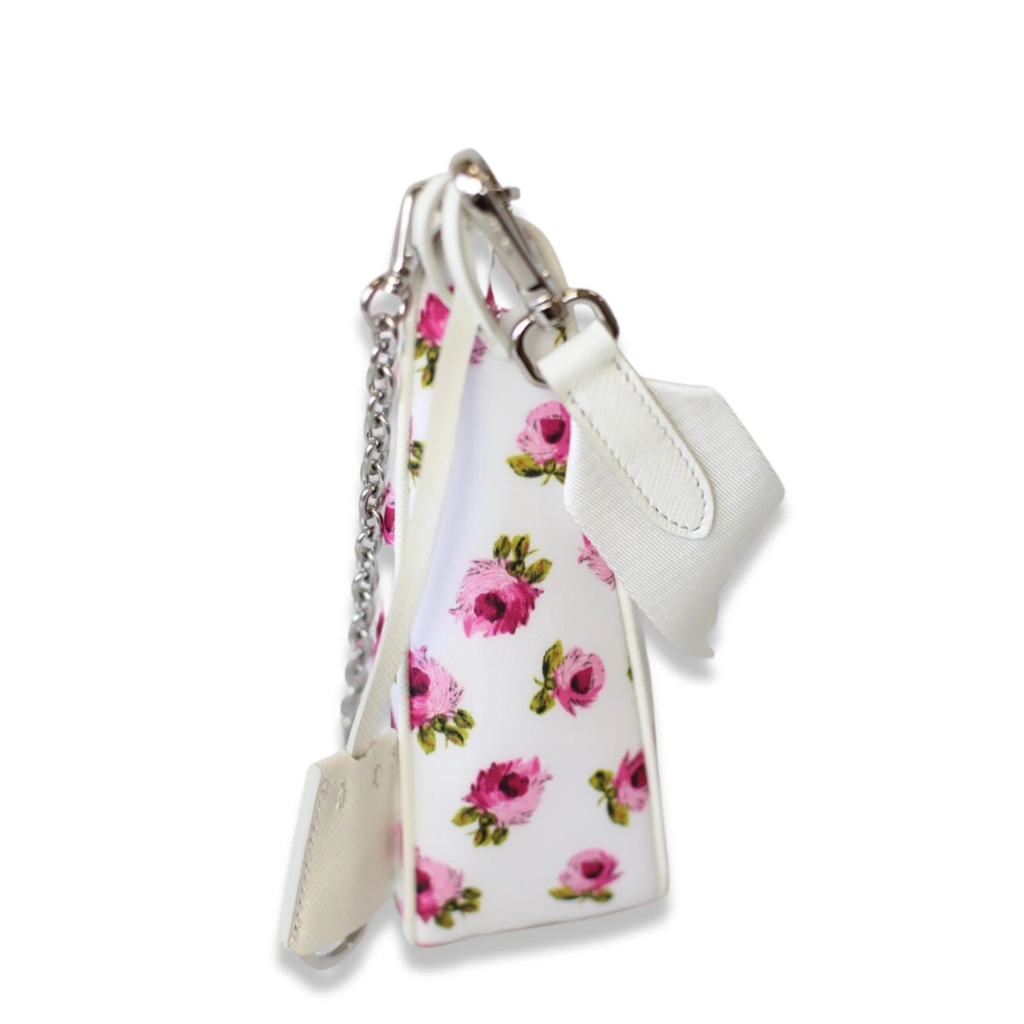PRADA HOBO TESSUTO MINI PINK AND WHITE FLOWER BAG