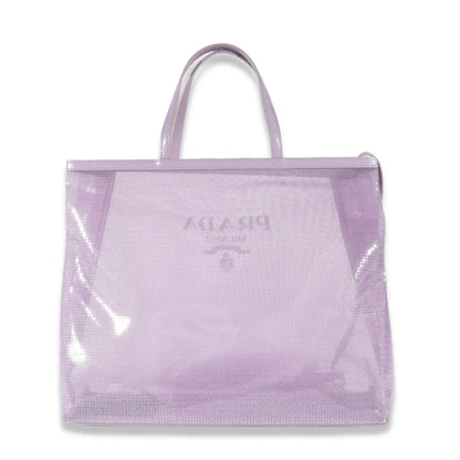 PRADA PURPLE SEQUINS LOGO TOTE BAG