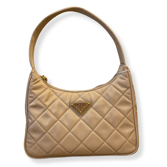 PRADA BEIGE RE-EDITION STITCHED NYLON BAG