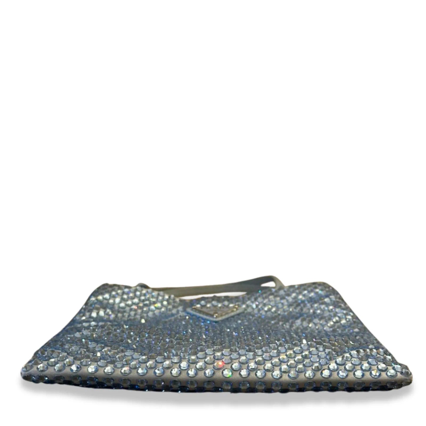PRADA BLUE SATIN CRYSTAL TOTE BAG