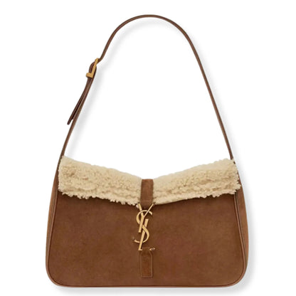 SAINT LAURENT LE 5 A 7 IN SUEDE BROWN BAG