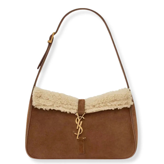 SAINT LAURENT LE 5 A 7 IN SUEDE BROWN BAG