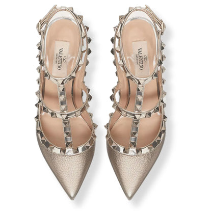 VALENTINO ROCKSTUD METALLIC BEIGE