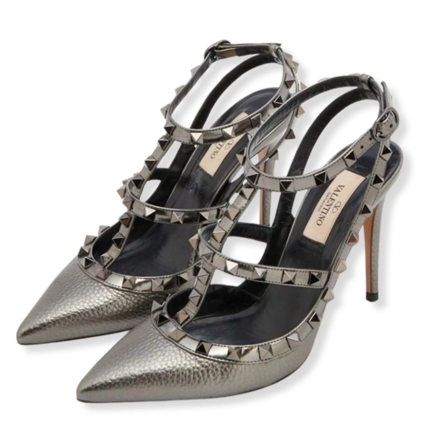 VALENTINO ROCKSTUD METALLIC GREY